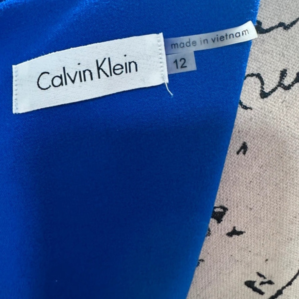 Calvin Klein Royal Blue Cap Sleeve Midi Dress - Picture 7 of 8